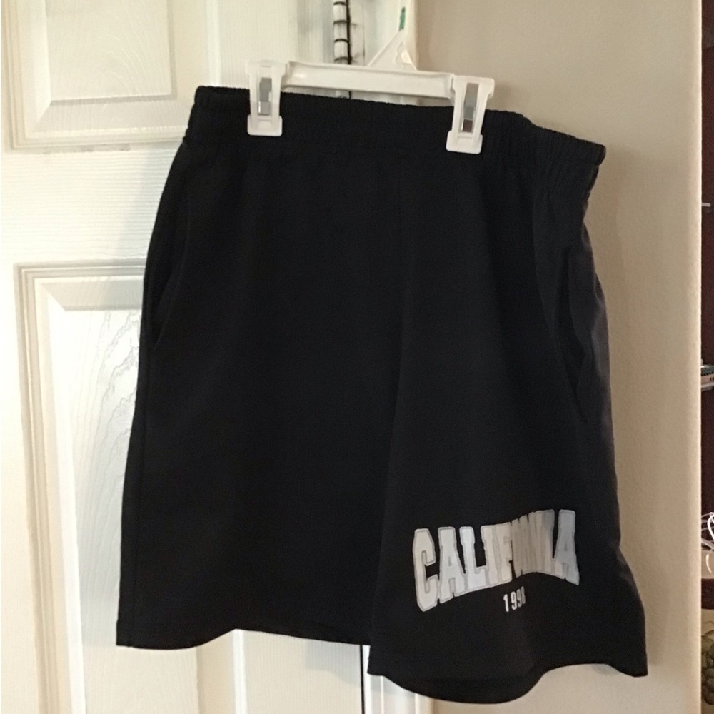 Black Asymmetrical Mini Athletic Shorts